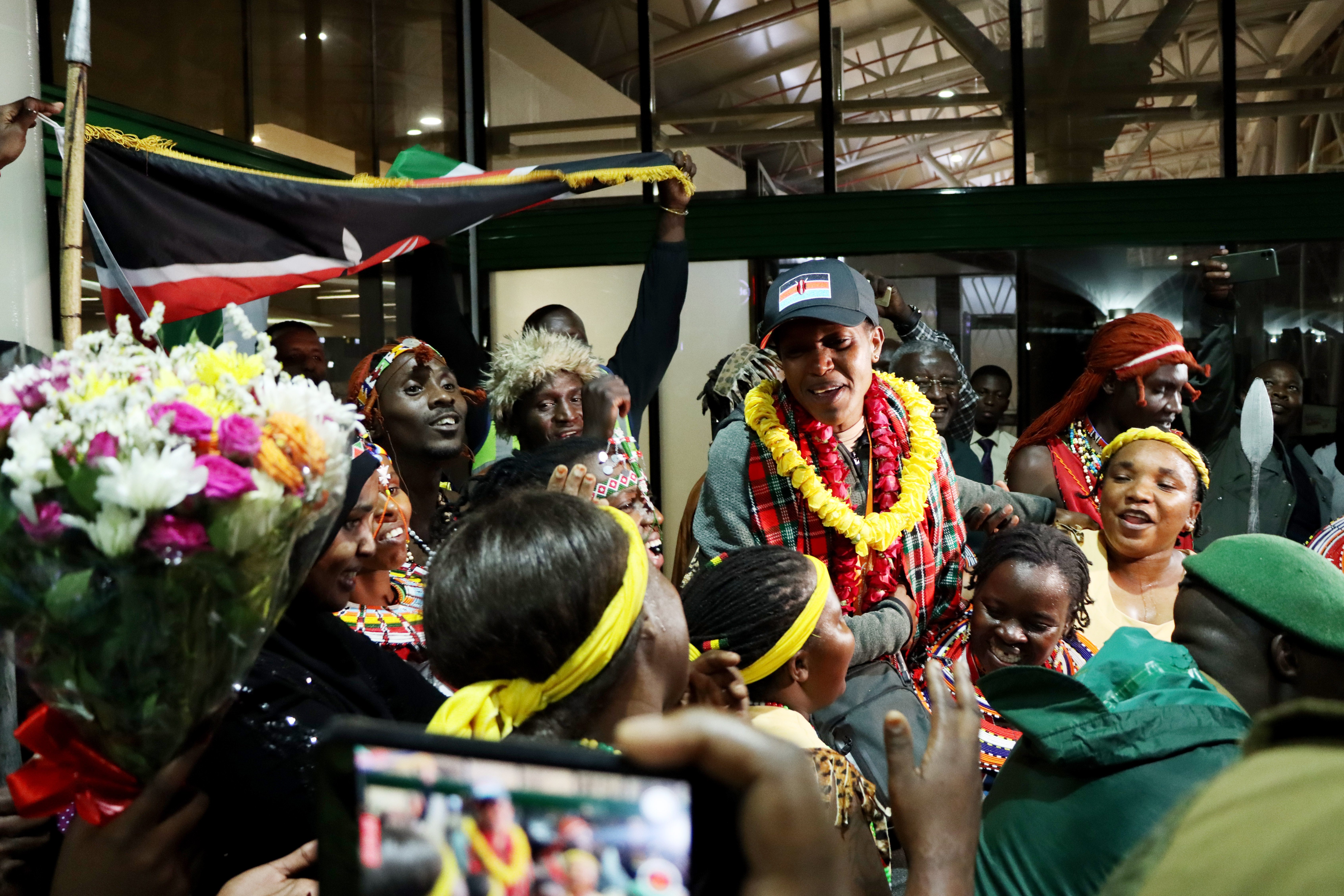 Kipyegon fights to hold back tears as Team Kenya is treated to heroic welcome back home