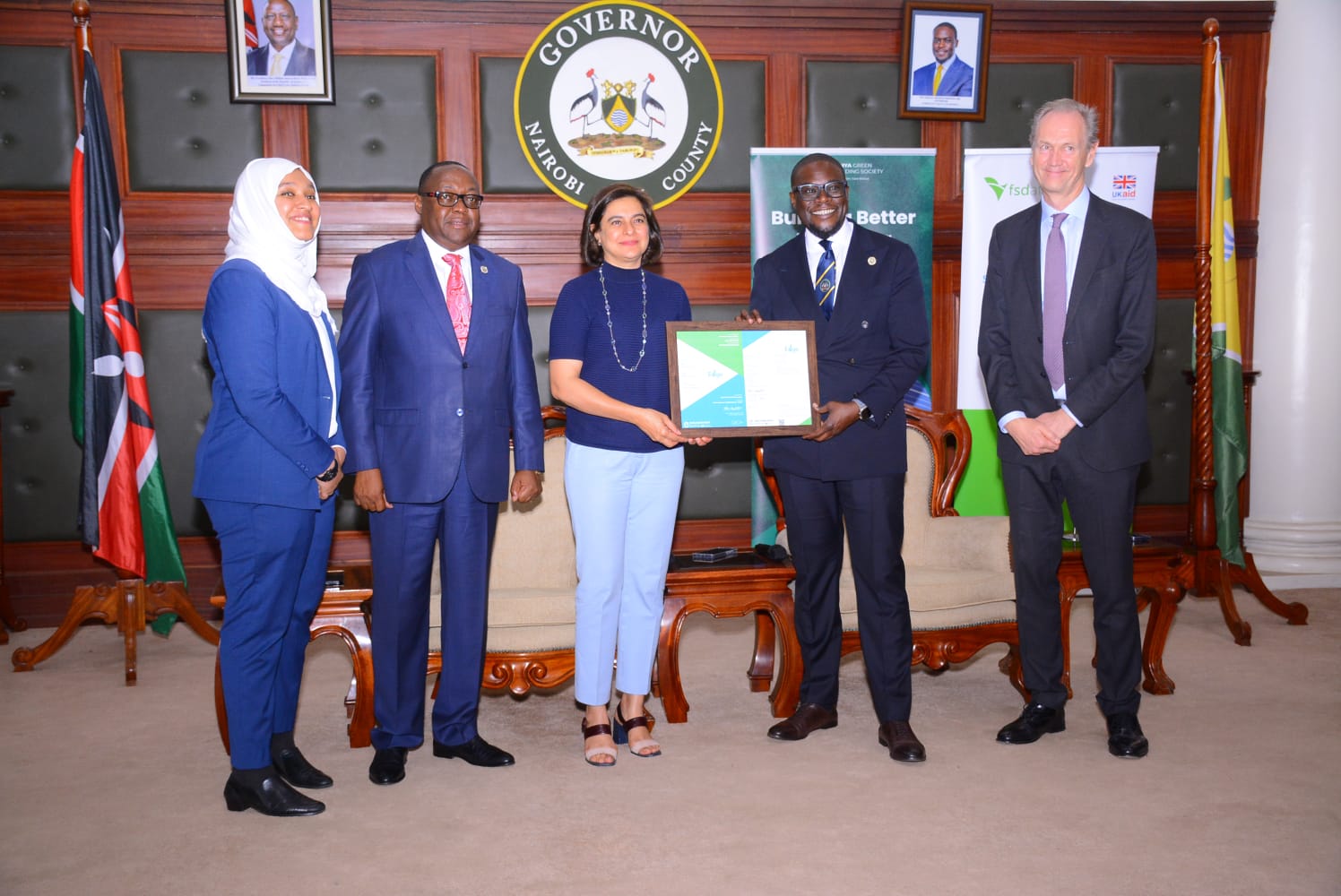 Kenya Green Building Society hands over certificate to Governor Sakaja