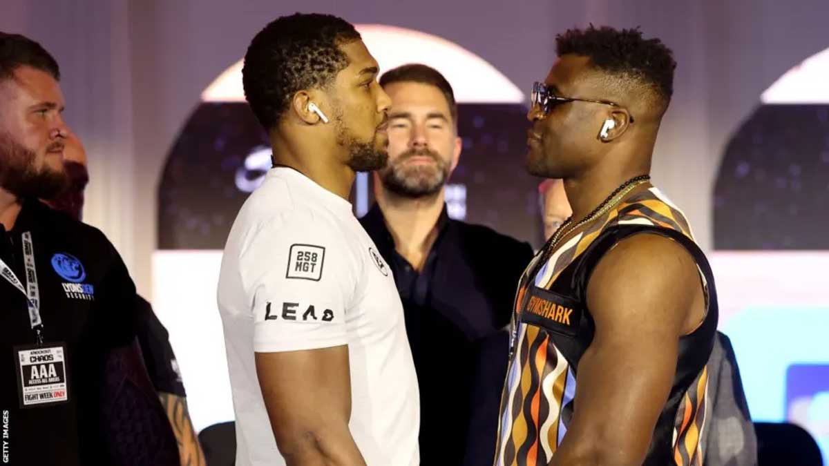 Anthony Joshua v Francis Ngannou: MMA fighter clashes with Tyson Fury at news conference