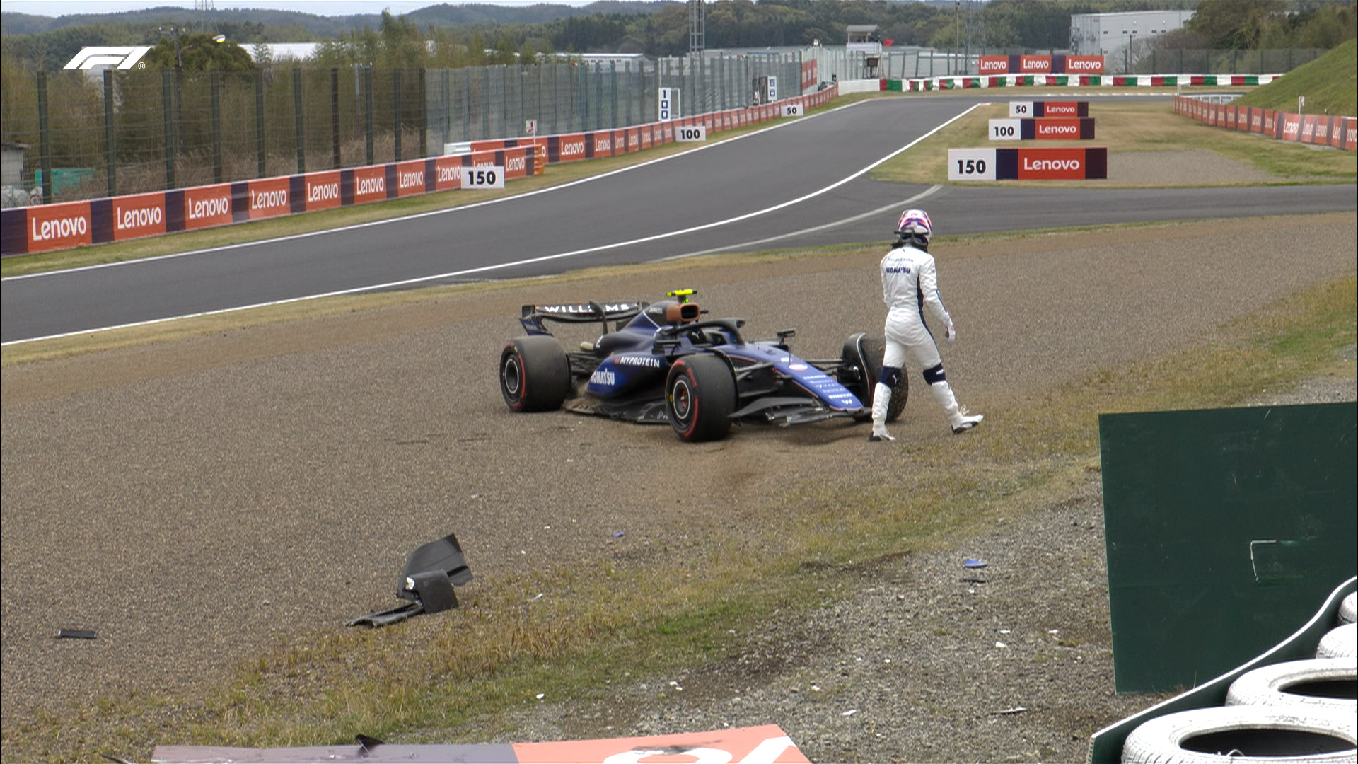 Max Verstappen tops first practice at Japanese Grand Prix as Sargeant crashes