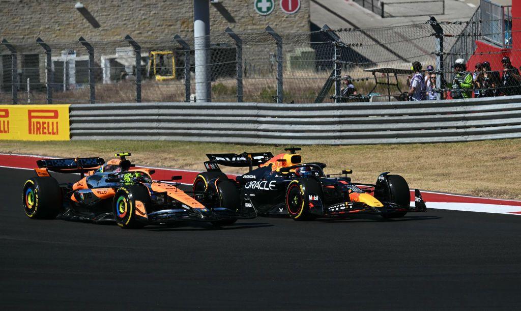 Norris penalised for Verstappen pass as Leclerc wins US GP