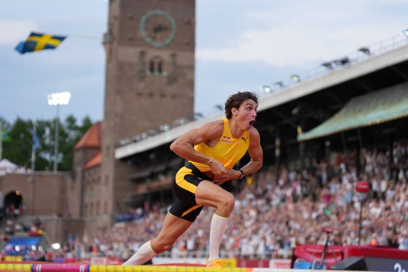 Duplantis breaks pole vault record in Stockholm