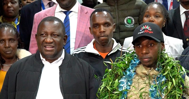 Standstill At JKIA As Triamphant Sawe Back Home To A Heroic Welcome, Vows To Break World Record Again